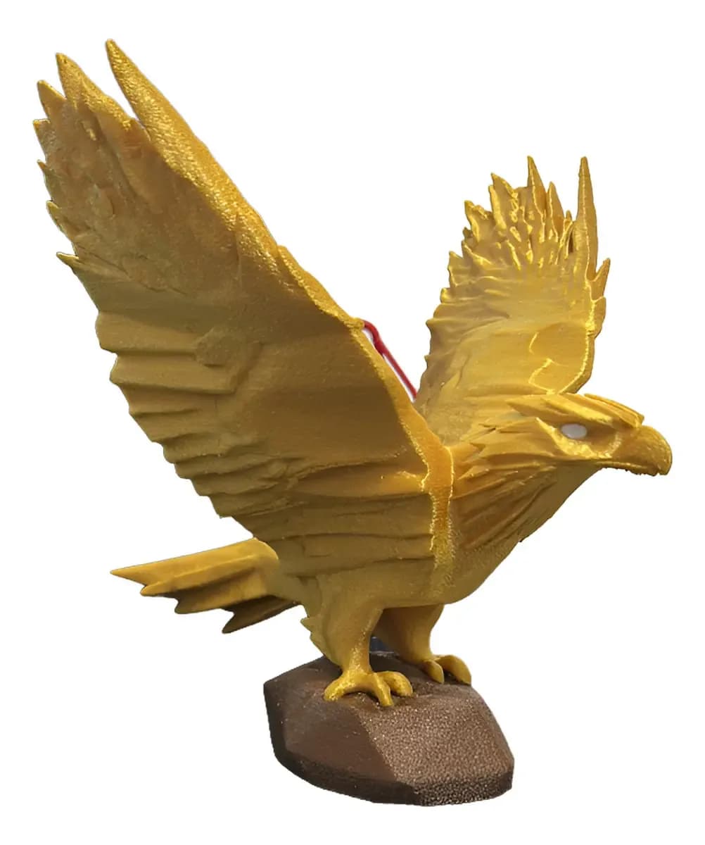 Escultura Águia Dourada 3d 15x16x15cm Decorativa Dourado