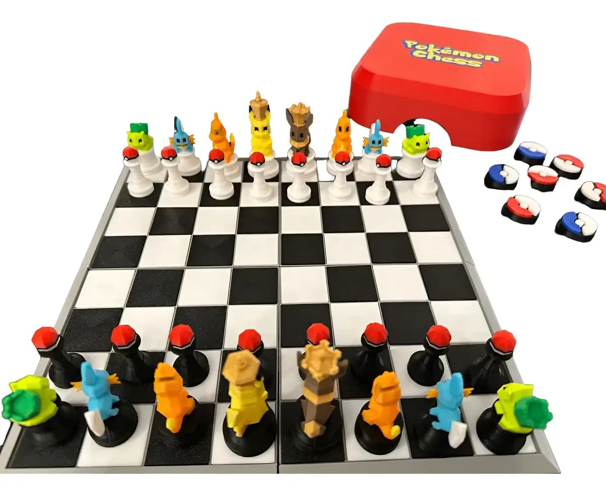 Tabuleiro De Xadrez Pokémon Personalizado Completo 3d