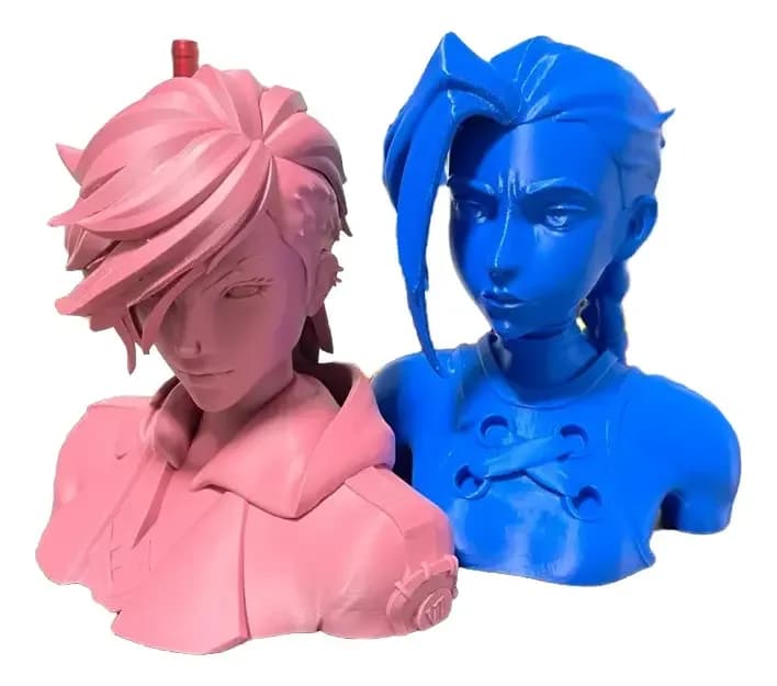 Busto Jinx E Vi League Of Legends Arcane 3d 23cm