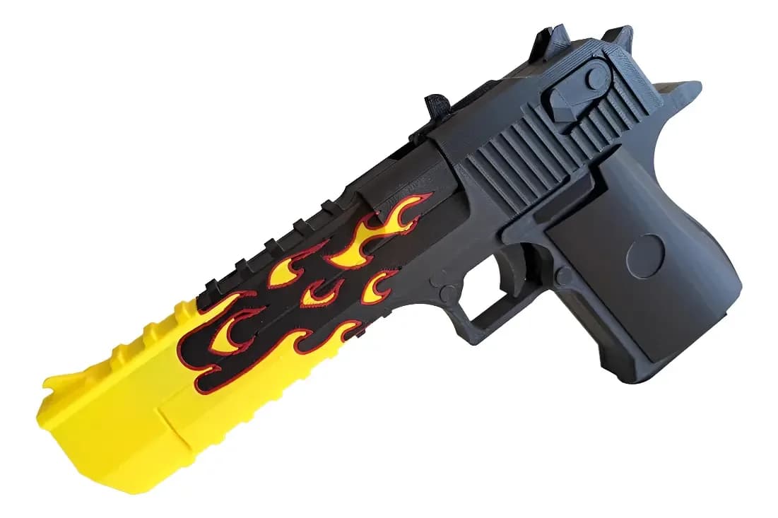 Desert Eagle Blaze Cs2 Em 3d Atira Elásticos Preto E Amarelo