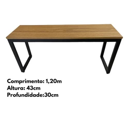 Banco Estilo Industrial 1,20m Freijó Cor Preto