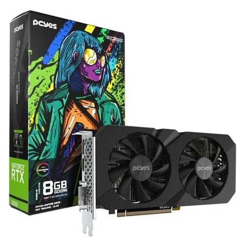 PLACA DE VIDEO GEFORCE RTX 3050 8GB** PCYES GDDR6 128BIT PROJETO EDGE - PVRTX30508BLPE