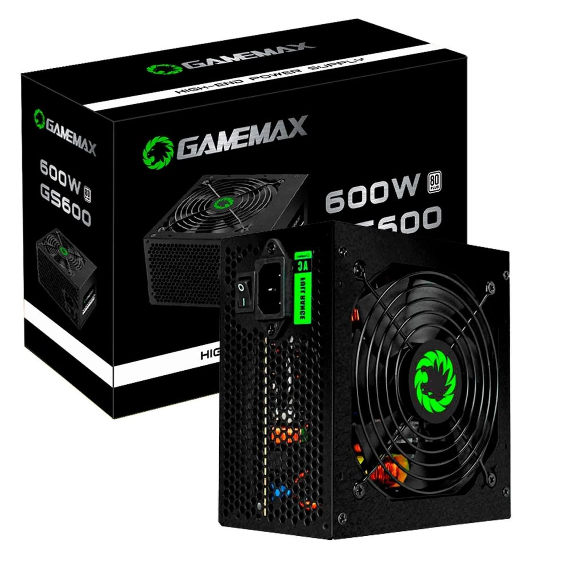 FONTE 600W GAMEMAX GS600 80 PLUS WHITE PFC ATIVO COM CABO