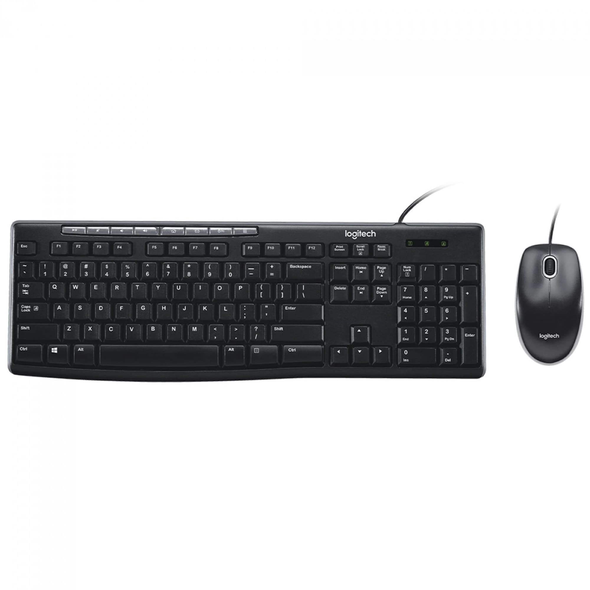 KIT TECLADO E MOUSE LOGITECH C/FIO MK200 ABNT2, PRETO, 920-002718