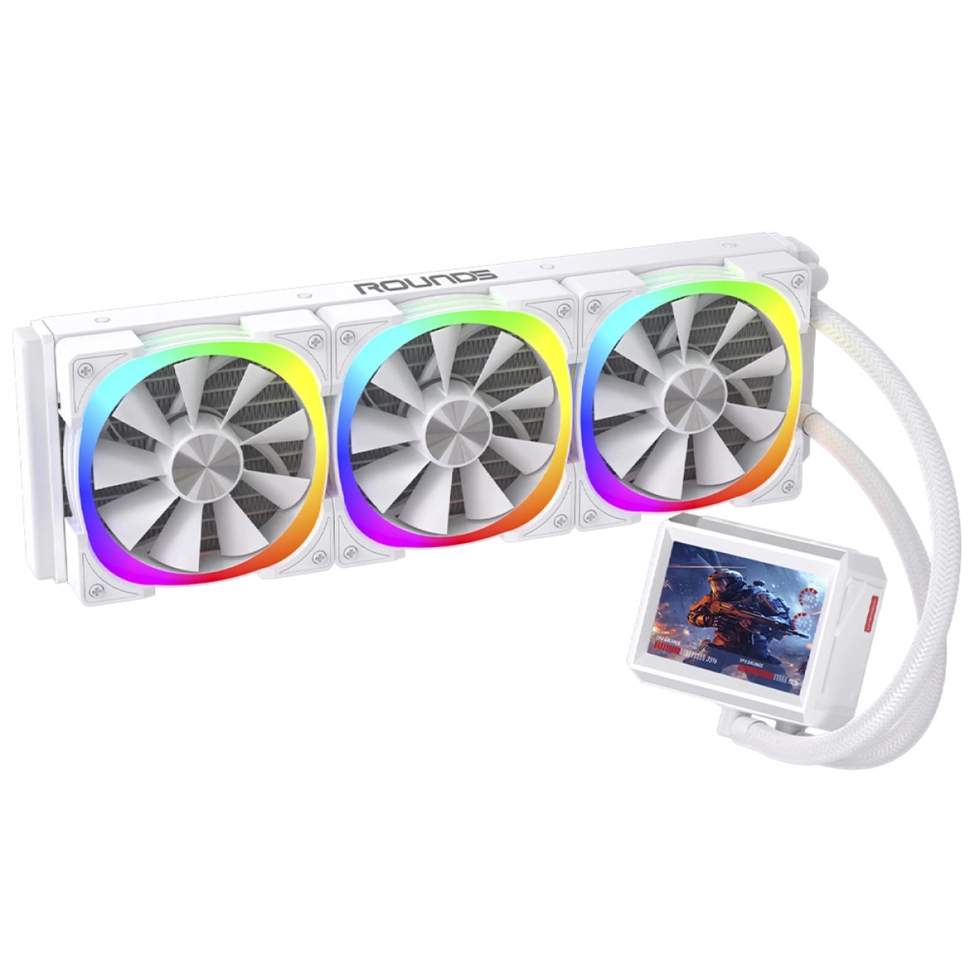WATERCOOLER R5 NOTUS WHITE ARGB COM TELA DE 3,5" 360MM - TDP300W