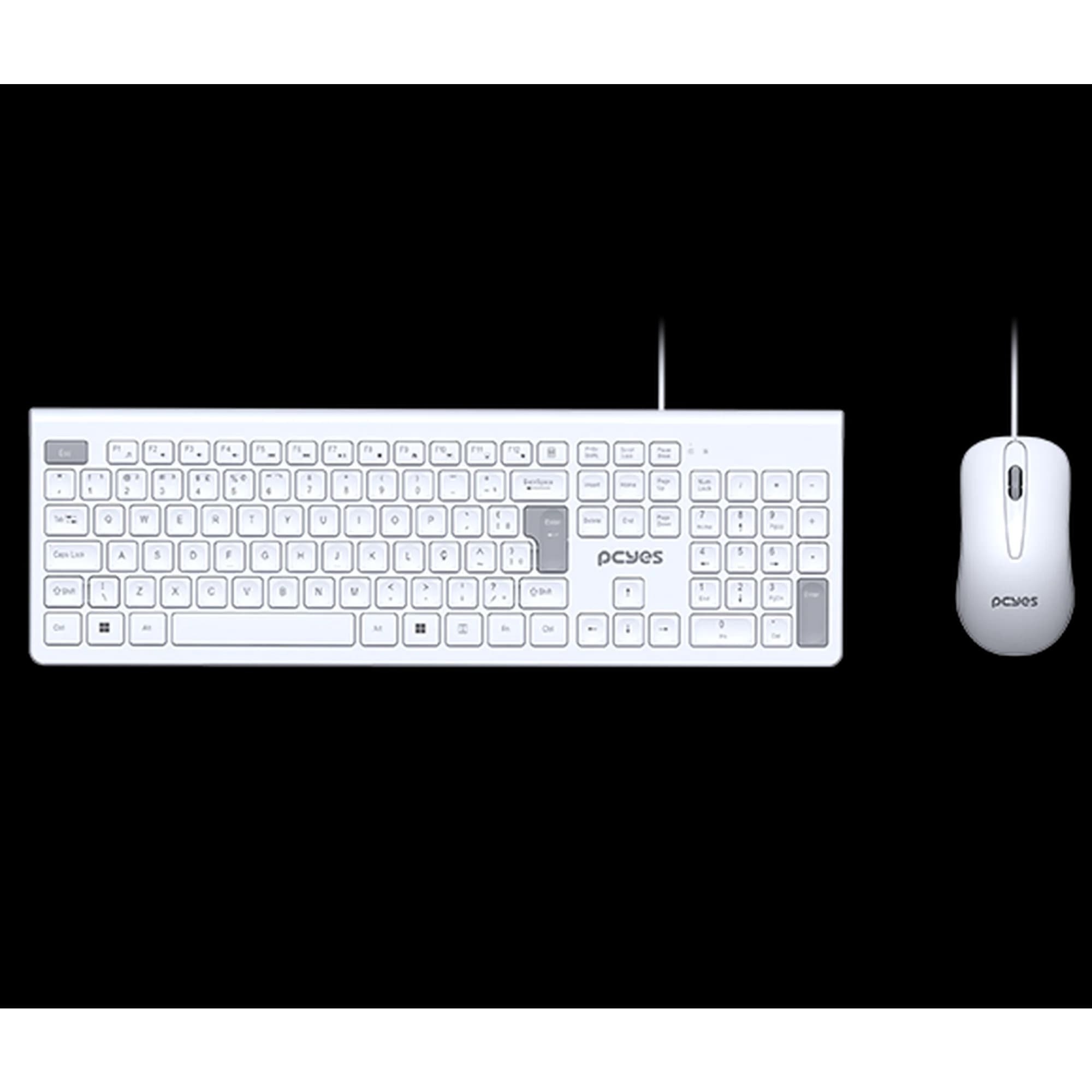 KIT TECLADO E MOUSE PCYES SOFT BRANCO - USB - CABO COM 2 METROS - PCOSF2W