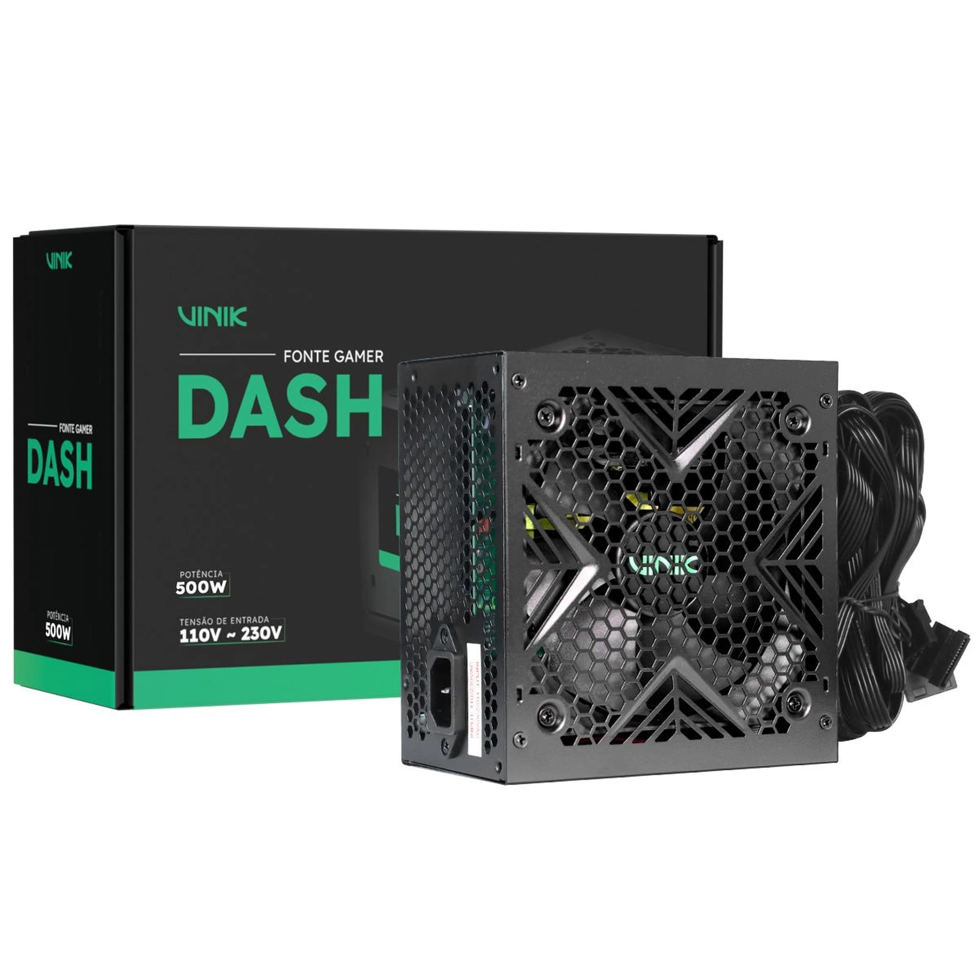 FONTE 500W GAMER DASH PRETO - VFG500WPV3