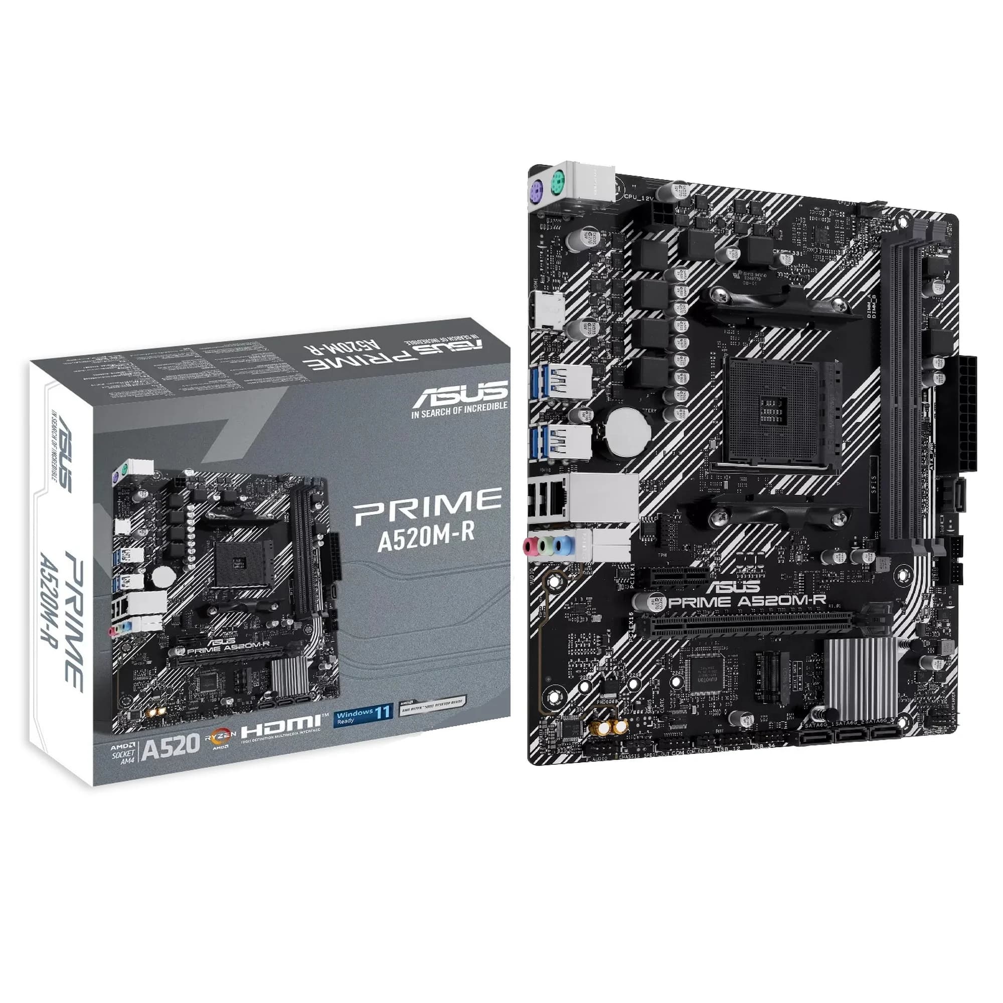 PLACA MAE ASUS PRIME A520M-R AM4, DDR4, M.2 SUPPORT, REALTEK 1GB ETHERNET, HDMI™, SATA 6 Gbps, USB 5GBPS SUPPORT