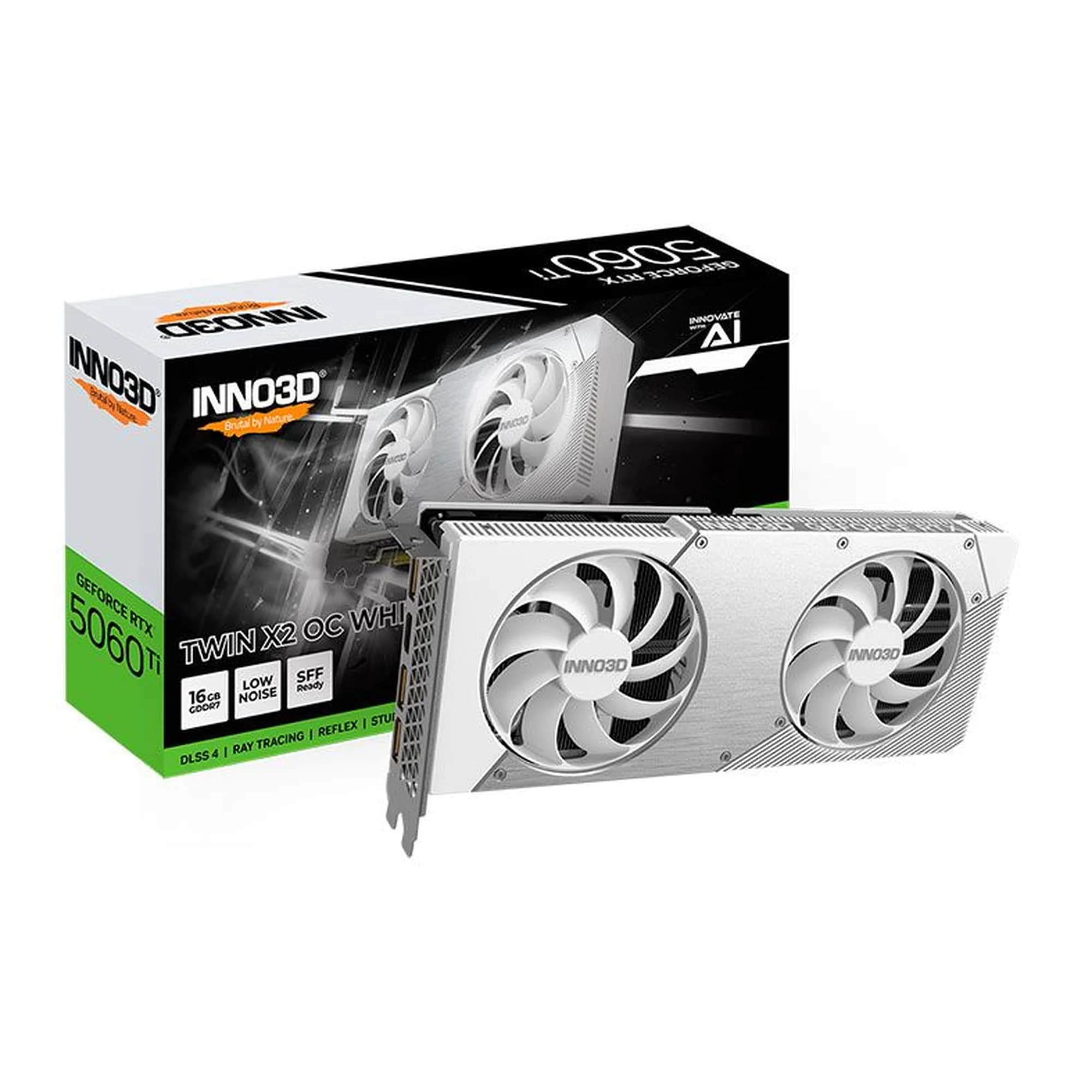 PLACA DE VIDEO GEFORCE RTX 5060 TI 16GB INNO3D WHITE GDDR7 128BITS N506T2-16D7X-191073W-NAC